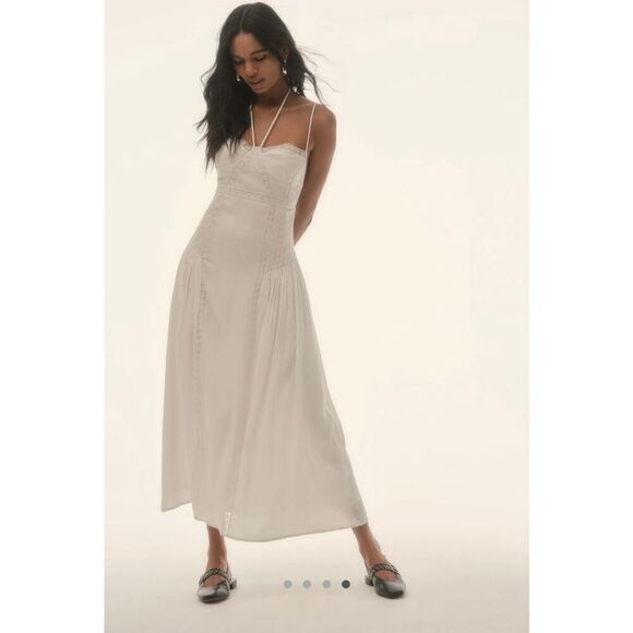 NWT Anthropologie Forever That Girl White Sleeveless Lace Midi Dress Boho L - Picture 1 of 16